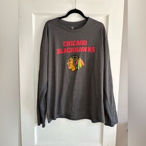 Men's NHL Chicago Blackhawks Dark Gray Long Sleeve Shirt Size 2XL